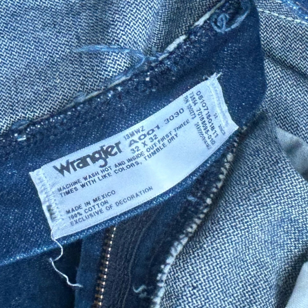 Wrangler Men’s Cowboy Cut Slim Fit Jeans Dark-washed with Pockets Workwear Men - Picture 11 of 11